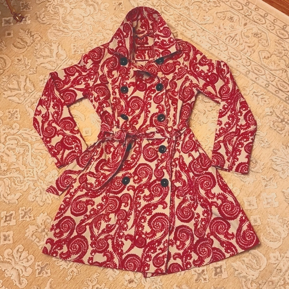 Merona Pink Paisley Belted Trench